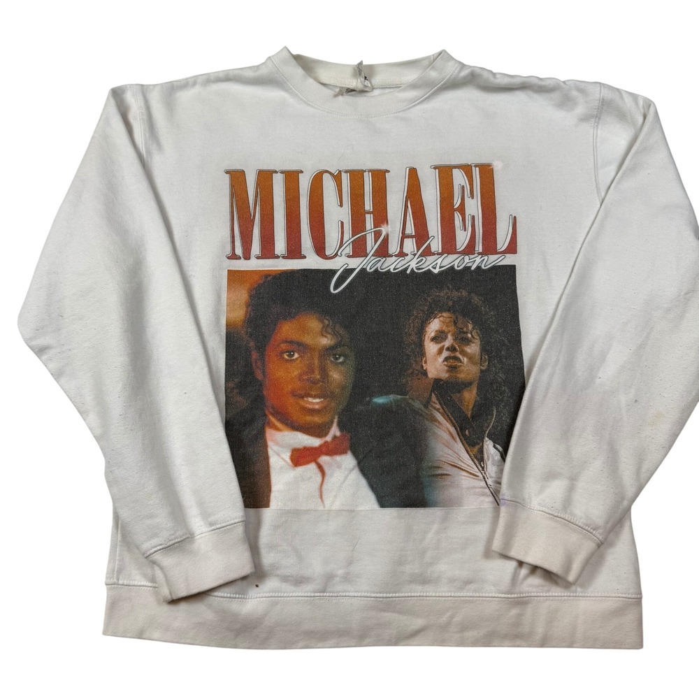 Independent Trading‎ Co Michael Jackson Graphic Sweatshirt Mens Large White Y2K